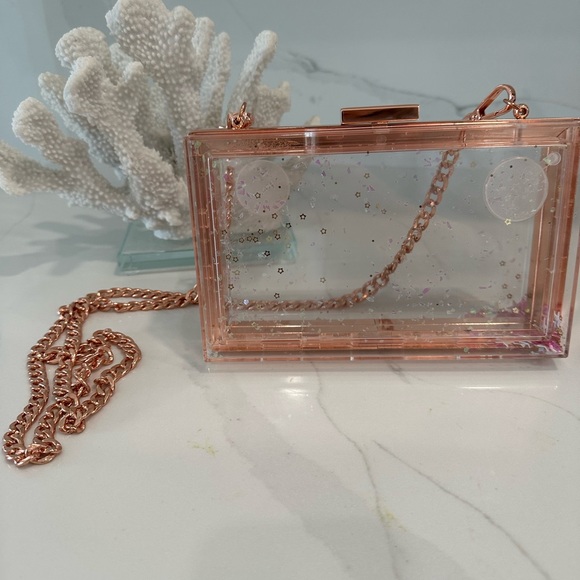 FOA Schwartz Handbags - Clear purse with Rose colored trim.